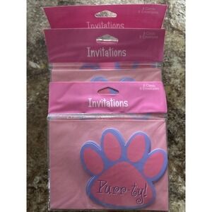 Creative Converting Purr-ty Time Cat Paw Birthday Invitations Pink Purple 24 ct